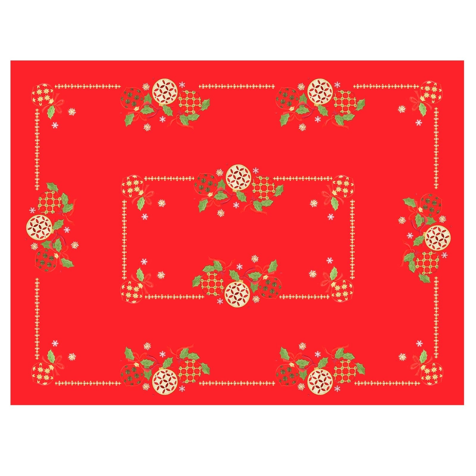 Mr Crimbo Christmas Baubles White Red Tablecloth Napkins - MrCrimbo.co.uk -XS6560 - Red -christmas napkins